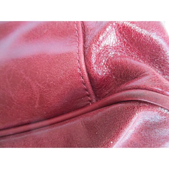 *PELLE Cranberry Red Satchel Tote XL Ruched Pebbled Leather 2-Way + Portfolio - Picture 13 of 13